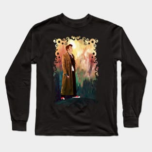 10th Doctor with full color abstract background Long Sleeve T-Shirt